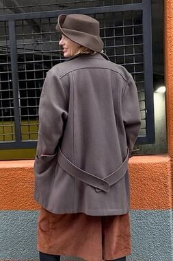 1980s Brittany Oversized Mauve Wool Coat with Rust Lining – Made in USA